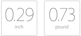 Texts and numbers describing sizes and weight